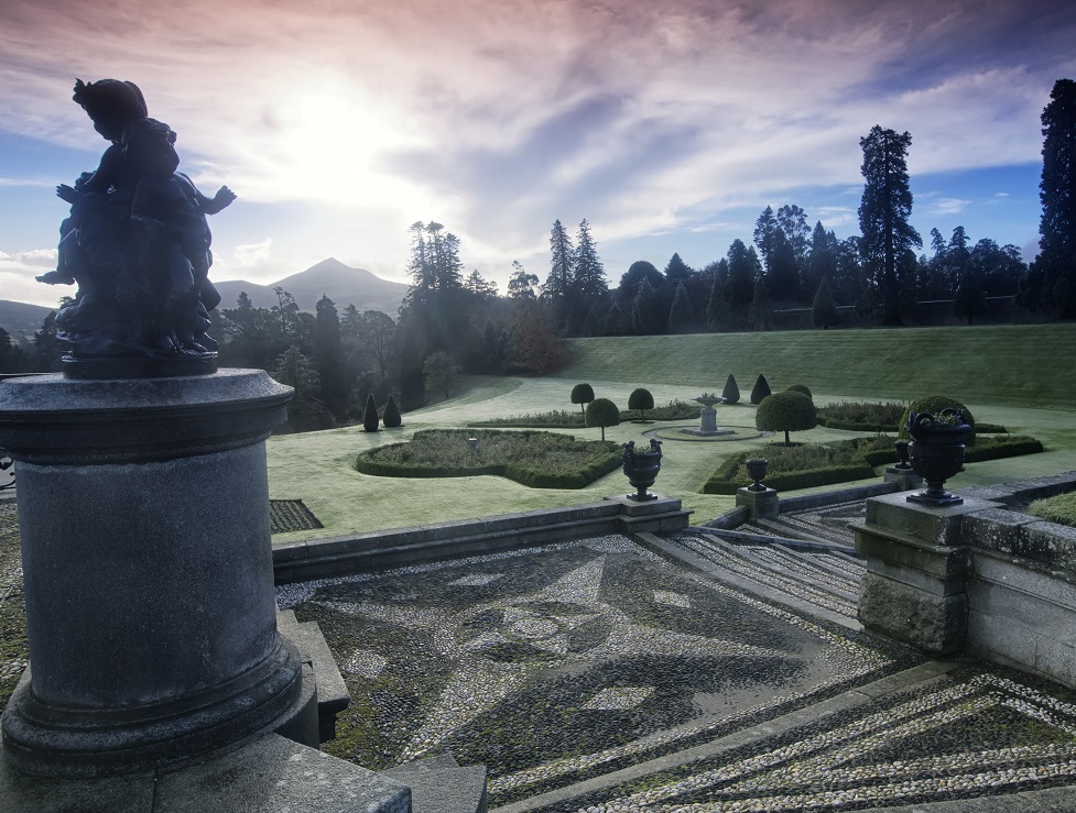 Winter scene of the Powercourt Gardens.